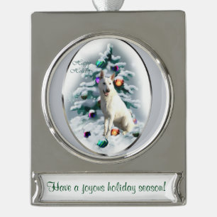 White German Shepherd - Persoonlijk kerstfeest Verzilverd Banner Ornament