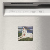 White German Shepherd Puppy Magnet (Insitu (Vaatwasser))