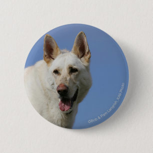 White German Shepherd Ronde Button 5,7 Cm