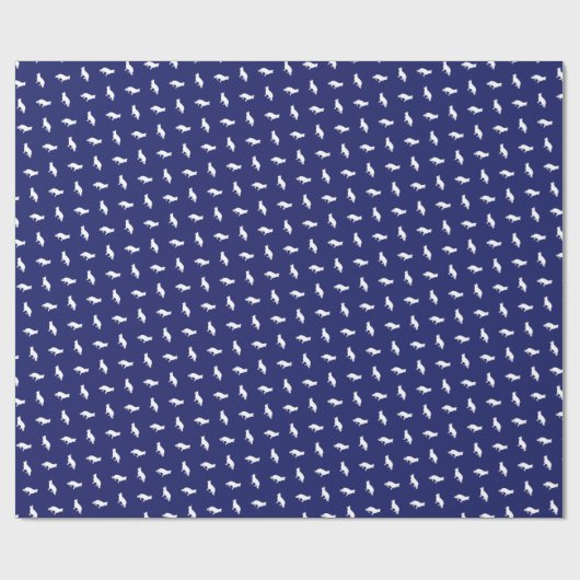 White German Shepherd schetst over marine Cadeaupapier (Vlak)