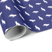 White German Shepherd schetst over marine Cadeaupapier (Rol Hoek)