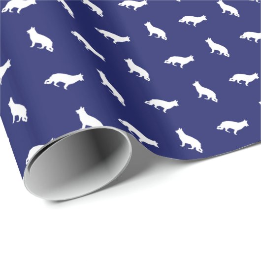 White German Shepherd schetst over marine Cadeaupapier (Rol Hoek)