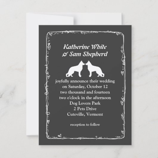 White German Shepherd Silhouettes Wedding Kaart (Voorkant)