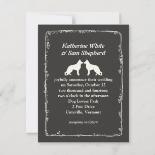 White German Shepherd Silhouettes Wedding Kaart