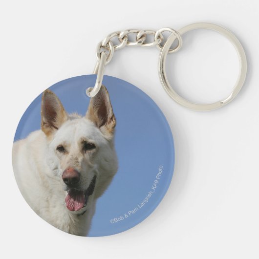 White German Shepherd Sleutelhanger (Achterkant)