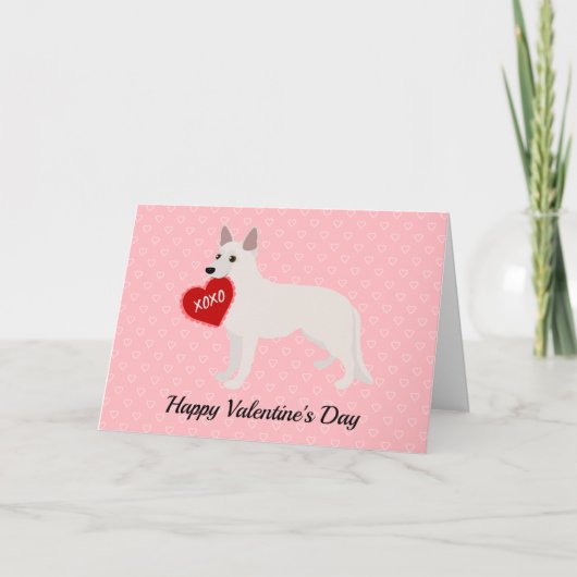 White German Shepherd Valentijnsdag Feestdagen Kaart (Voorkant)