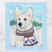 White German Shepherd Wijn Etiket (Enkel label)