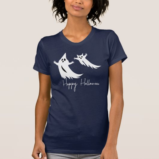 White Ghost Halloween T-shirt, Spooky Slogan & Gra T-shirt (Voorkant)