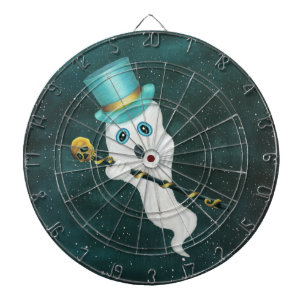 White Ghost neergedrukt in Top Hat Fancy Cane Sky Dartbord
