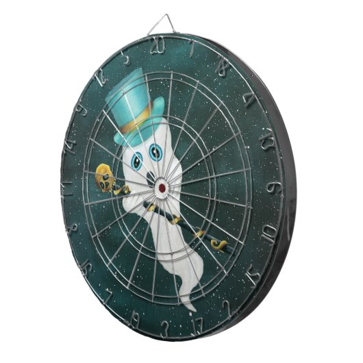 White Ghost neergedrukt in Top Hat Fancy Cane Sky Dartbord (Voorkant Rechts)
