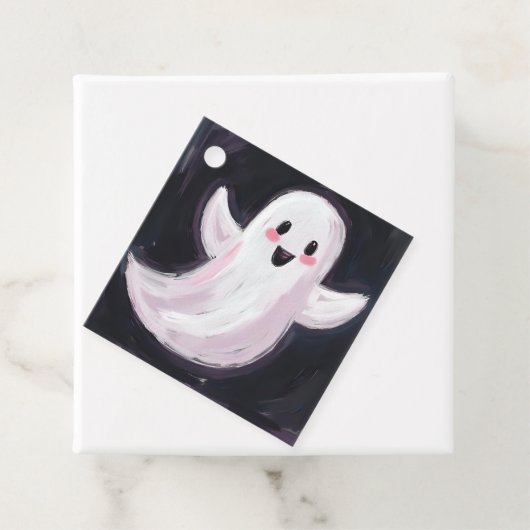 White Ghost Schattige Halloween Party Bedankjes Labels (In situ)