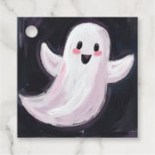 White Ghost Schattige Halloween Party Bedankjes Labels (Voorkant)