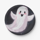White Ghost Schattige Halloween Party Papieren Bordje (Voorkant)