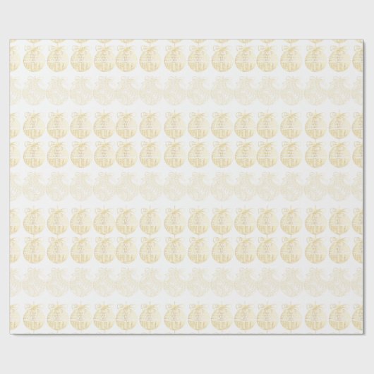 White Gift Wrap with Gold Ornaments  Cadeaupapier (Vlak)