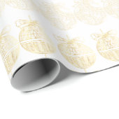 White Gift Wrap with Gold Ornaments  Cadeaupapier (Rol Hoek)