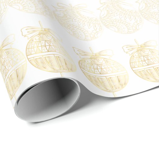 White Gift Wrap with Gold Ornaments  Cadeaupapier (Rol Hoek)
