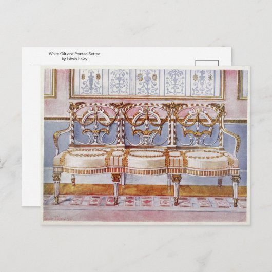 White Gilt en Painted Settee van Edwin Foley Briefkaart (Voorkant / Achterkant)