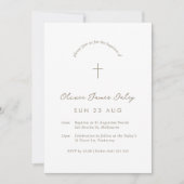 White Gingham Baptism Christening Cross Invitation Kaart (Voorkant)