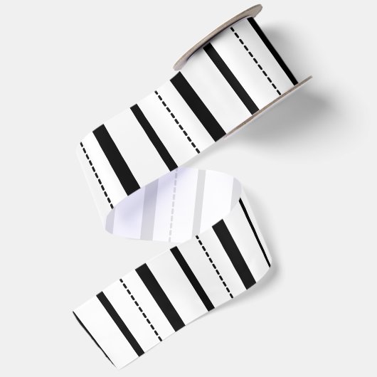 White Gingham Stripe Pattern Satijnen Lint (Achterkant)