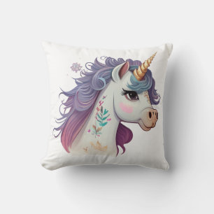 White Girls Cute Elegant Paars Magical Unicorn Kussen