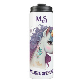 White Girls Cute Elegant Paars Magical Unicorn Thermosbeker