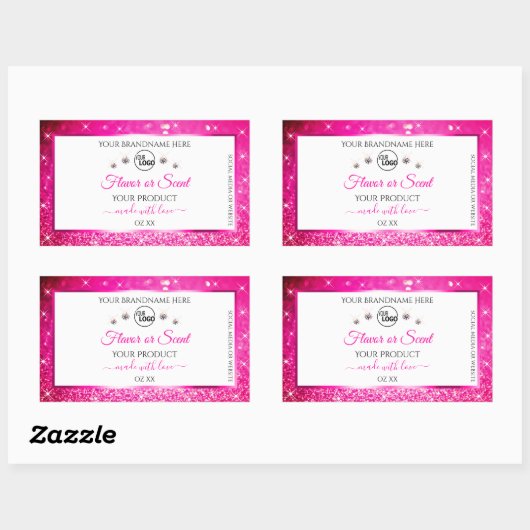 White Girly Pink Glitter Product Label Logo juwele (Vel)