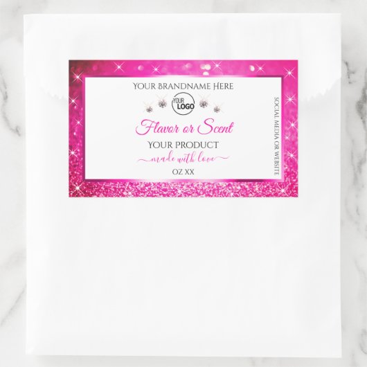 White Girly Pink Glitter Product Label Logo juwele (Tas)