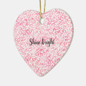 White Girly Pink Waterverf Leopard Print Keramisch Ornament (Links)