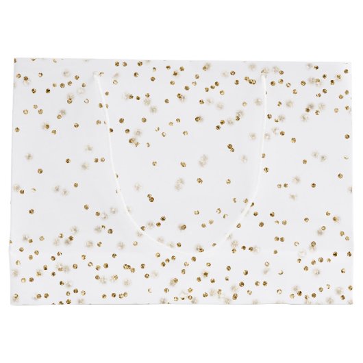 White Glam Gold Sparkle Confetti Verjaardag Groot Cadeauzakje (Achterkant)
