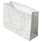 White Glam Gold Sparkle Confetti Verjaardag Groot Cadeauzakje (Achterkant Gekanteld)