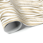 White Glam Gold Zebra Animal Print Cadeaupapier (Rol Hoek)