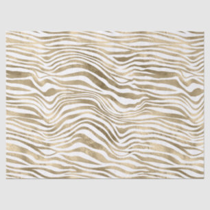 White Glam Gold Zebra Animal Print   Tissuepapier