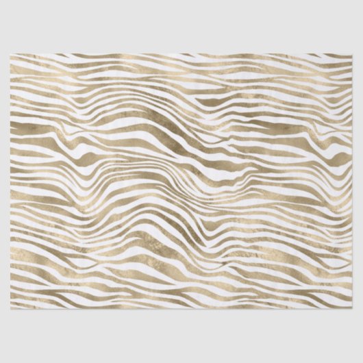 White Glam Gold Zebra Animal Print Tissuepapier (Voorkant)