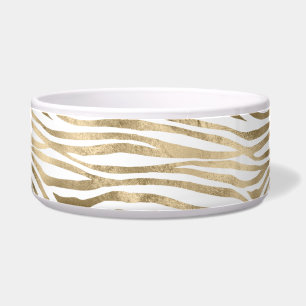 White Glam Gold Zebra Animal Print  Voerbakje