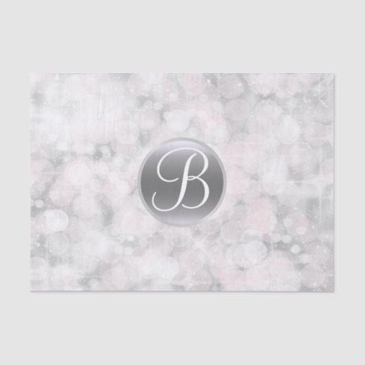 White Glam Sparkle Lights Monogram Letter Initiaal Tissuepapier (Voorkant)