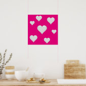 White Glass Heart Tiled  Poster (Keuken)