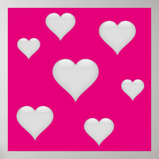 White Glass Heart Tiled  Poster