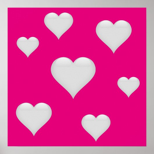 White Glass Heart Tiled  Poster (Voorkant)