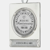 White Glitter 25th Wedding Jubileum Verzilverd Banner Ornament (Links)