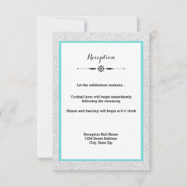 White Glitter and Blauwgroen Lijst- Reception Invi Kaart