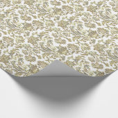 White Glitter and Gold Damascus Patroon Cadeaupapier (Hoek)