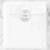 White Glitter and Gold Heart - RSVP Ronde Sticker (Tas)