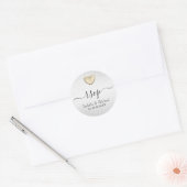 White Glitter and Gold Heart - RSVP Ronde Sticker (Envelop)