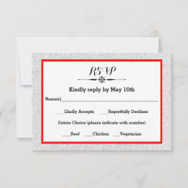 White Glitter and Red Lijst — RSVP-reactiekaart RSVP Kaartje