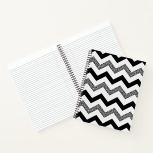 White Glitter Chevron Spiral notebook (8,5 x 11 in Notitieboek