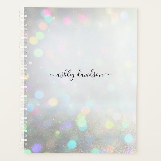 White Glitter Dust Gepersonaliseerde Jaarplanner Planner (Voorkant)
