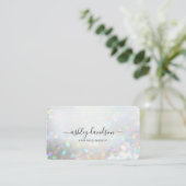 White Glitter Dust Modern Glam Visitekaartjes (Staand voorkant)