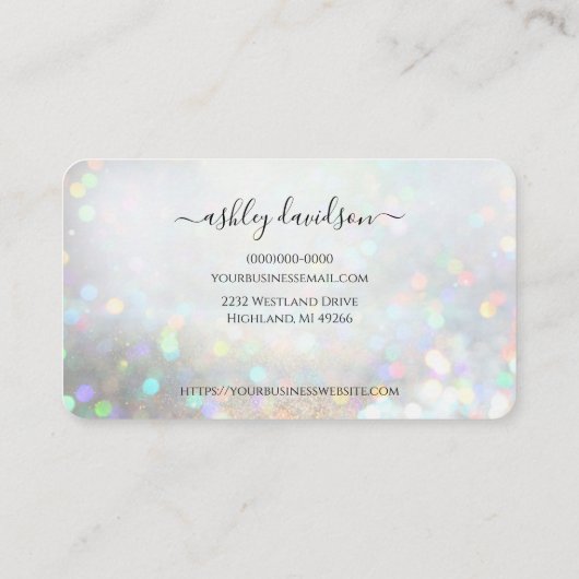 White Glitter Dust Modern Glam Visitekaartjes (Achterkant)