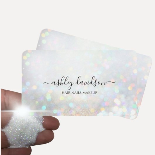 White Glitter Dust Modern Glam Visitekaartjes