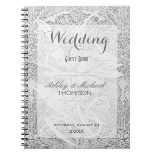 White Glitter Lace Gastboek Notitieboek